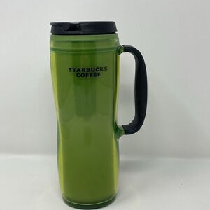 Vintage 2008 Starbucks‎ Avocado Green Insulated Tumbler w/ Handle 16oz Grande